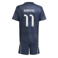 Stroje piłkarskie Real Madrid Rodrygo Goes #11 Koszulka Wyjazdowej dla dzieci 2025-26 Krótki Rękaw (+ szorty)